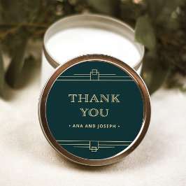 Pegatina Redonda Deco moderno | Boda de Esmeralda Green y Champagne