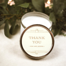 Pegatina Redonda Deco moderno | Elegante Boda de Marfil y Faux Gold