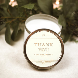 Pegatina Redonda Deco moderno   Elegante Boda de Marfil y Faux Gold