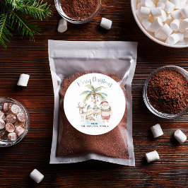 Pegatina Redonda Decoler las palmas | Navidades tropicales divertid