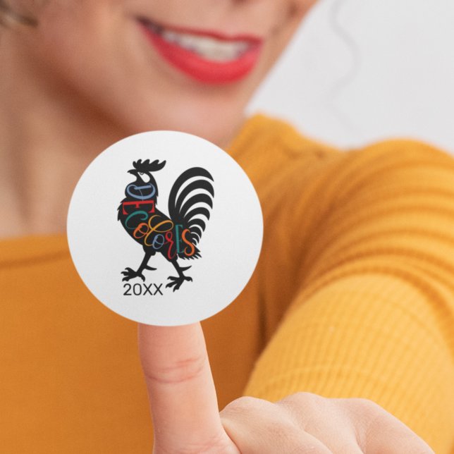 Pegatina Redonda DeColores Cursillo Rooster Black Silhouette (Subido por el creador)