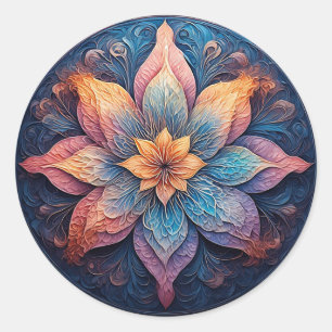 Pegatina Redonda Decor Floral Espiritual Vibrante Boho Mandala Flor
