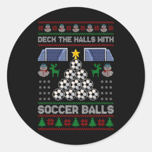 Pegatina Redonda Decora El Salón Con Fútbol Navideño Feo Camiseta D