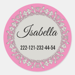 Pegatina Redonda Decoración adorable encaje ornamental beige decora