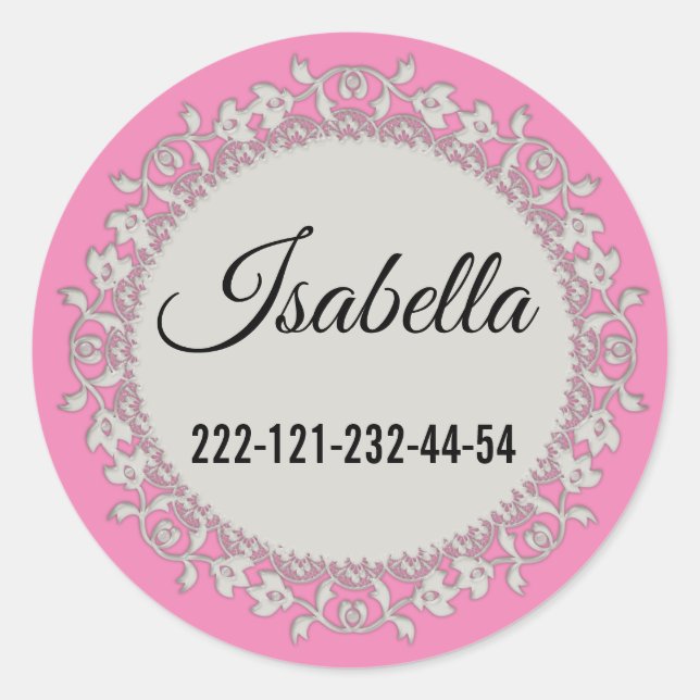 Pegatina Redonda Decoración adorable encaje ornamental beige decora (Anverso)