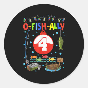 Pegatina Redonda Decoración de cumpleaños número 4 para niño de 4 a
