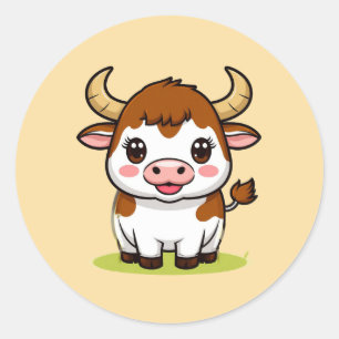 Pegatina Redonda Decoración de habitación infantil con toro de dibu