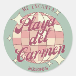 Pegatina Redonda Decoración de recuerdo de Playa del Carmen México 