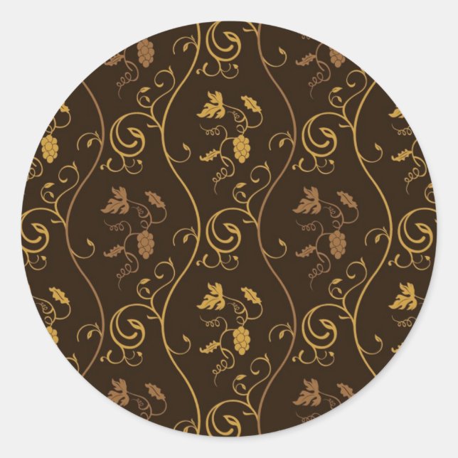 Pegatina Redonda Decoración de uvas (Anverso)