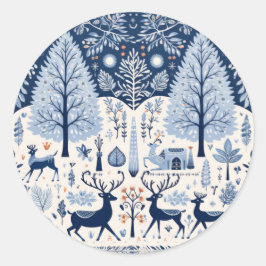 Pegatina Redonda Decoración de Yuletide