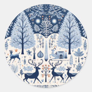 Pegatina Redonda Decoración de Yuletide