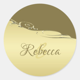 Pegatina Redonda Decoración metalizado de oro de lujo sobre oro mil
