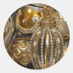 Pegatina Redonda Decoración victoriana de árboles navideños