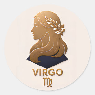 Pegatina Redonda Decoración Zodíaco Virgo Regalo Astrología