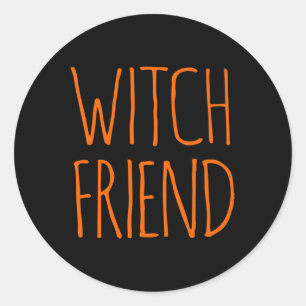 Pegatina Redonda Decoraciones de Halloween Costume Witch Friend