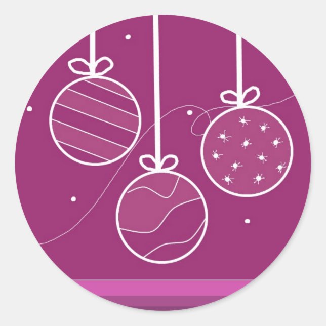 Pegatina Redonda Decoraciones Purple Christmas (Anverso)