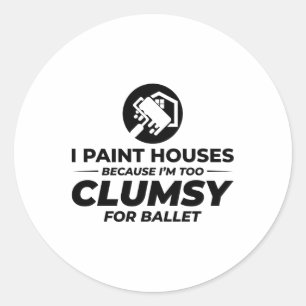 Pegatina Redonda Decorador de interiores de pintura de paredes pint