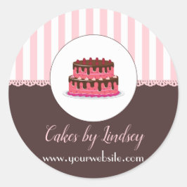 Pegatina Redonda Decorador de pastelitos PINK BROWN GALERÍA DE pana
