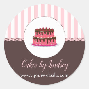 Pegatina Redonda Decorador de pastelitos PINK BROWN GALERÍA DE pana
