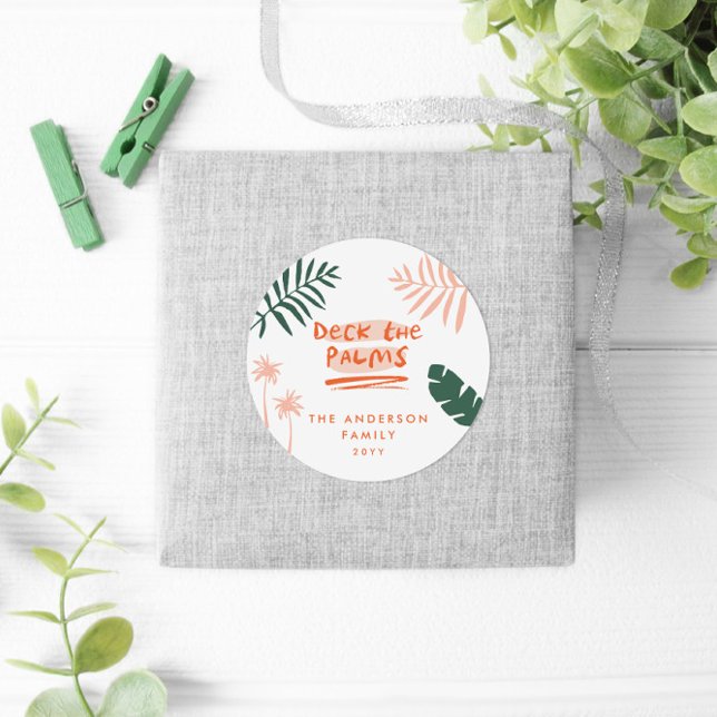 Pegatina Redonda decorar las palmeras navidades foto tropical moder (Subido por el creador)