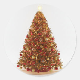 Pegatina Redonda Decorated Christmas Tree Designed Sticker 