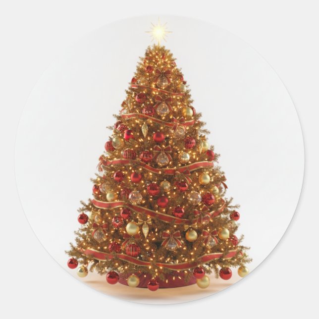 Pegatina Redonda Decorated Christmas Tree Designed Sticker  (Anverso)