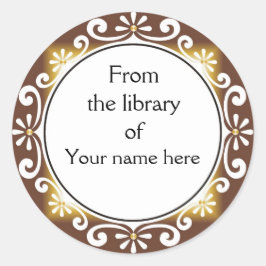 Pegatina Redonda Decorativo De La Biblioteca De Librerías