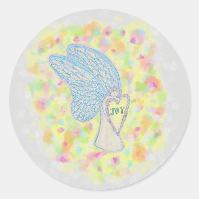 Pegatina Redonda Decretos de sticker personalizados de arte de ánge (Anverso)