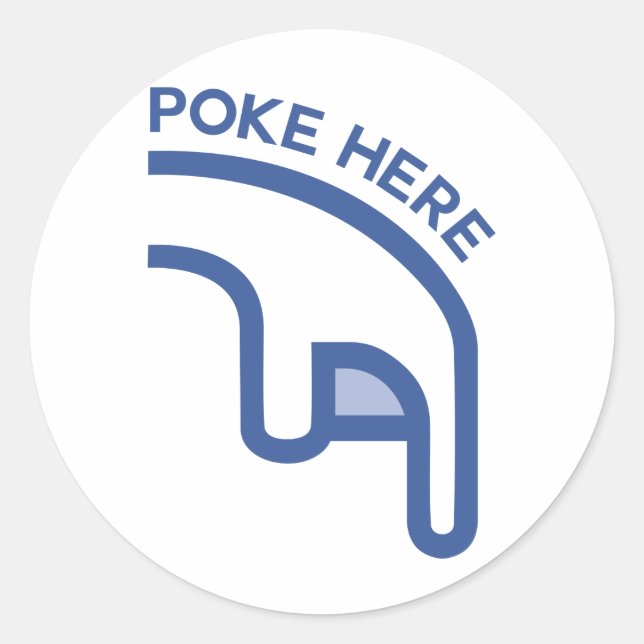 Pegatina Redonda dedo de Facebook POKE aquí (Anverso)