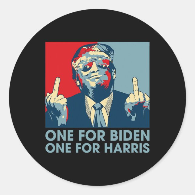 Pegatina Redonda Dedo medio Biden Harris Fla republicana norteameri (Anverso)