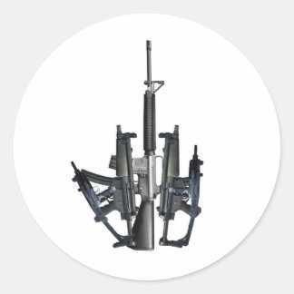 Pegatina Redonda Dedo medio de arma de fuego