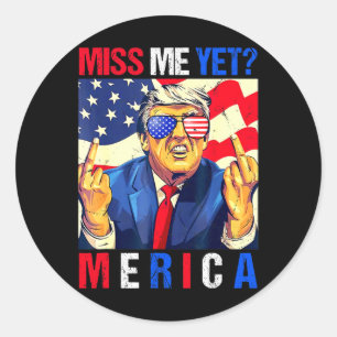 Pegatina Redonda Dedo Medio De Trump Me Extrañas Bandera Americana
