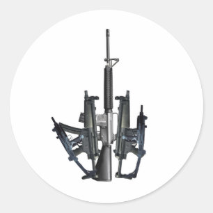 Pegatina Redonda Dedo medio del arma de fuego