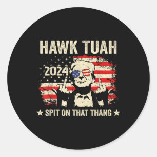 Pegatina Redonda Dedo medio honny Hawk Tush de la bandera Trump 202