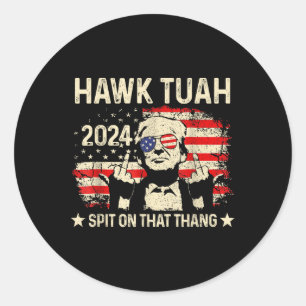 Pegatina Redonda Dedo medio honny Hawk Tush de la bandera Trump 202