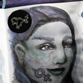 Pegatina Redonda Dedo medio Uterus Pro-elección