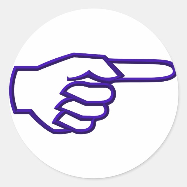 Pegatina Redonda Dedo puntal (Anverso)