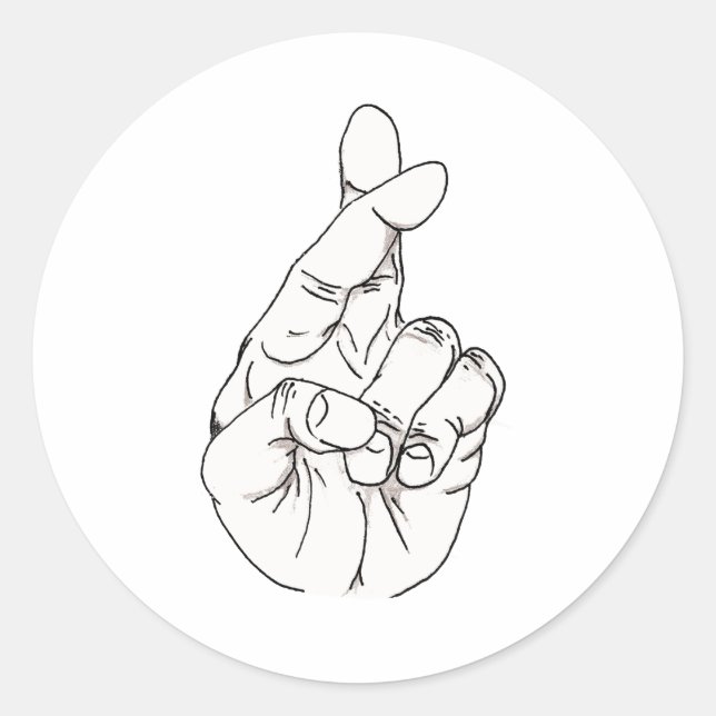 Pegatina Redonda Dedos cruzados (Anverso)