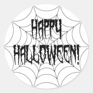 Pegatina Redonda Dedos de araña y web de Halloween