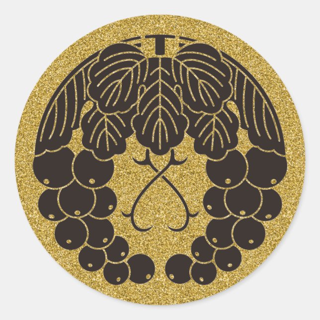 Pegatina Redonda [Dedos familiares] Dos uvas (Anverso)