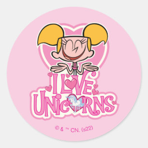 Pegatina Redonda Dee Dee - Amo Unicornios