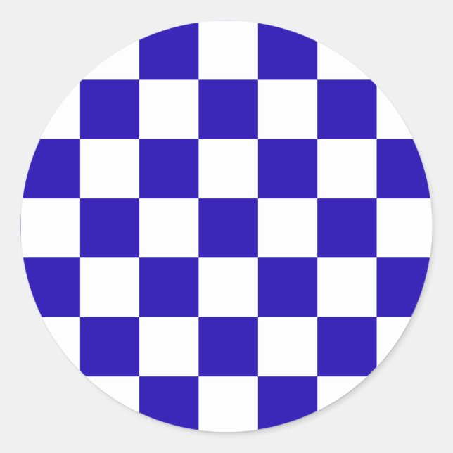 Pegatina Redonda Deep blue checkered  (Anverso)