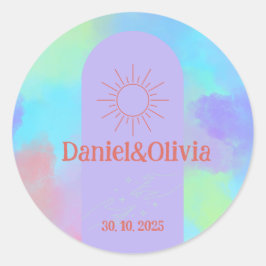 Pegatina Redonda Deep Purple Soft Boda Stube