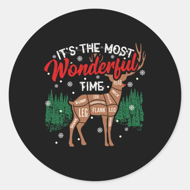 Pegatina Redonda Deer Bbq Funny Grilling Bbq Pitmaster Navidades Rb (Anverso)