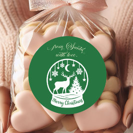 Pegatina Redonda Deer Bola de Nieve con Amor de Santa