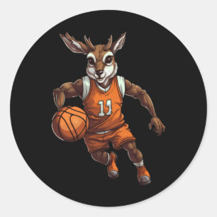 Pegatina Redonda Deer de baloncesto