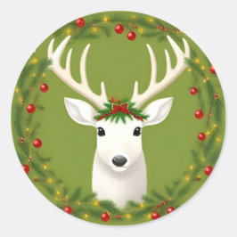Pegatina Redonda Deer de navidades cortos