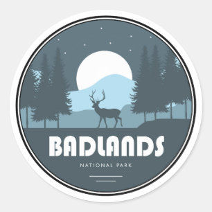 Pegatina Redonda Deer del parque nacional Badlands