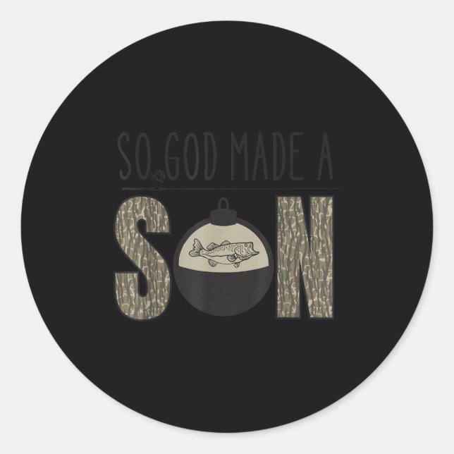 Pegatina Redonda Deer Duck Fish Hunting Season Christian Son Kids B (Anverso)