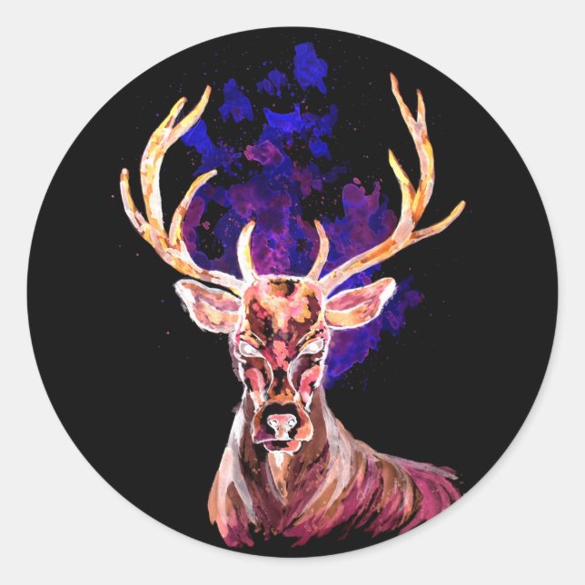 Pegatina Redonda Deer fantasma malvado (Anverso)